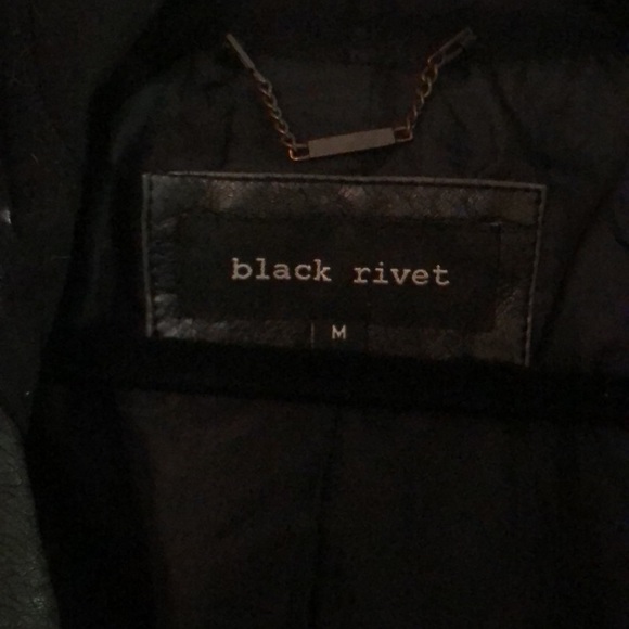 Black Rivet faux leather motorcycle jacket (M) - Picture 2 of 9